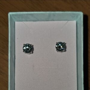 Pale Green Moissanite Stud Earrings